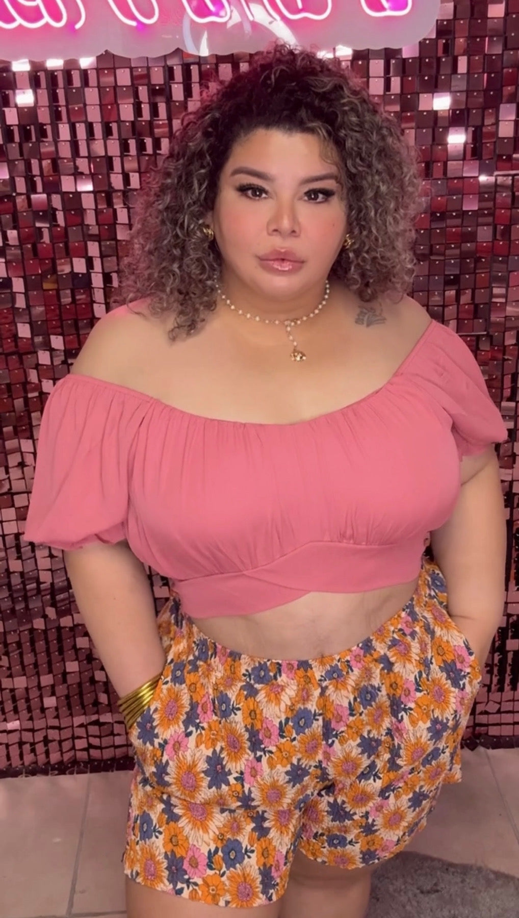 Salmon short sleeve Plus Size