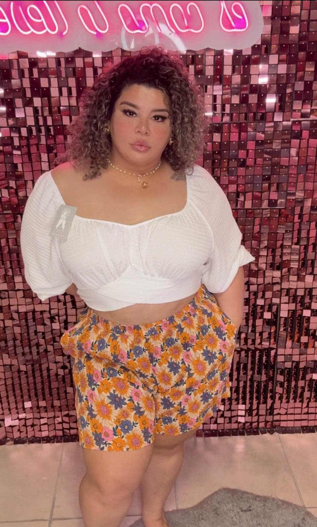 Flower short Plus Size